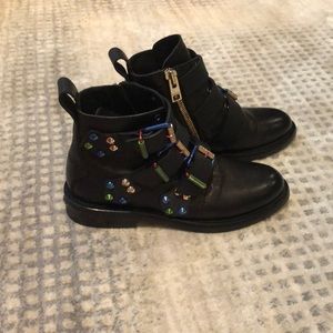 Black with rainbow hardware Zadig booties!